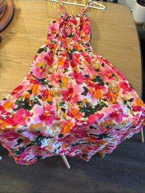 JCrew size Medium floral print long sundress with open back.